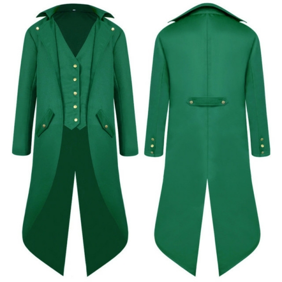 Green Victorian Goth Steampunk Costume Tails Coat - Picture 1 of 11